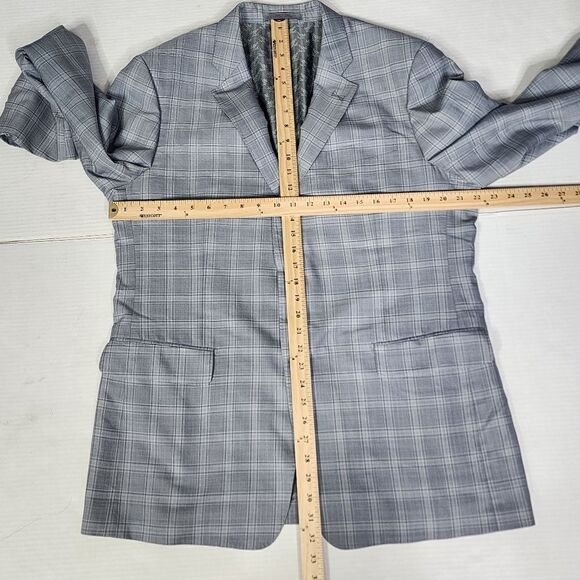 John W Nordstrom Grey Wool/Silk Windowpane Plaid Sports Coat, Mens 44L - Picture 10 of 12